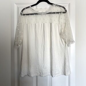 Sheer shoulder polka dot top